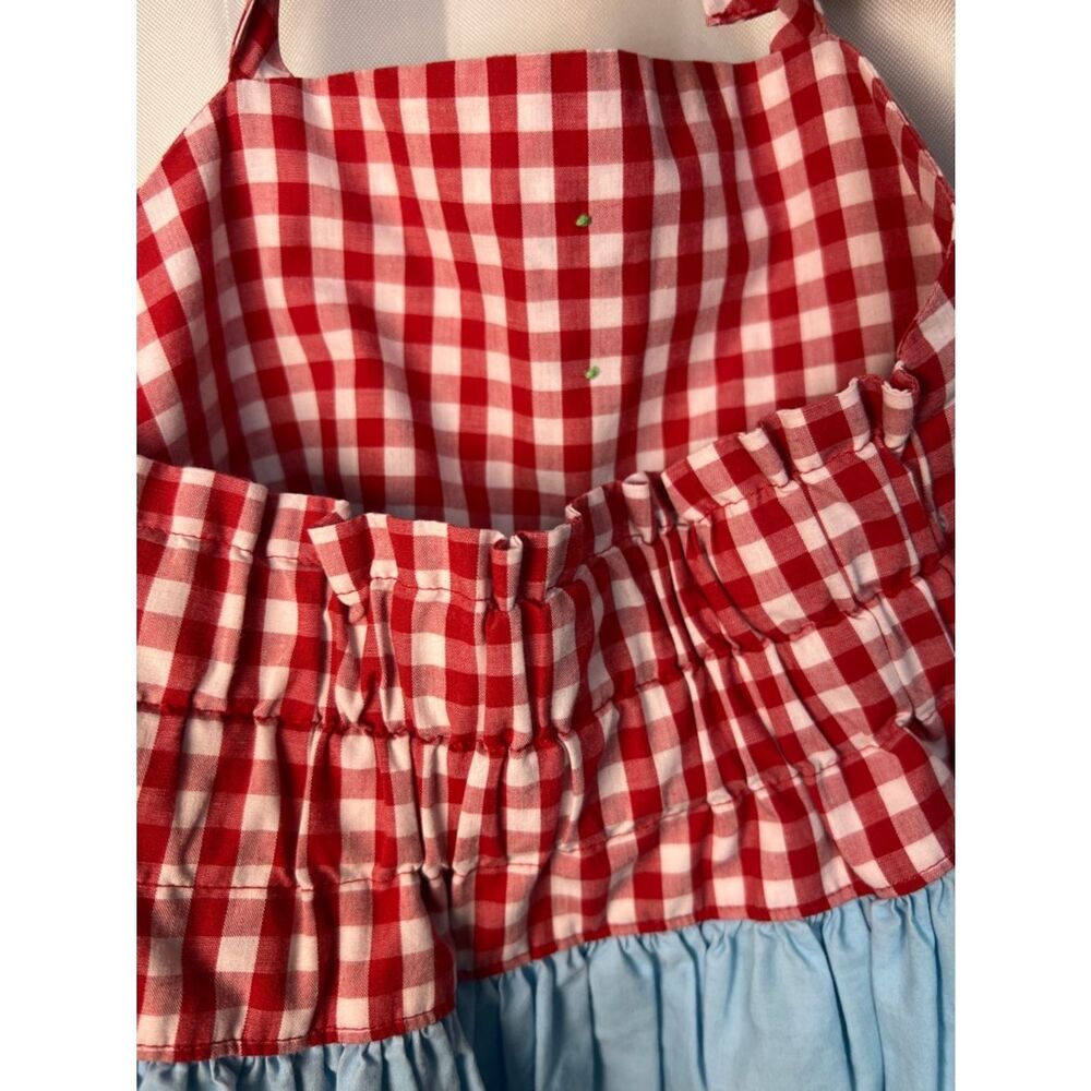 Eleanor Rose circus print red and white gingham halter smocked dress vintage - Picture 11 of 12